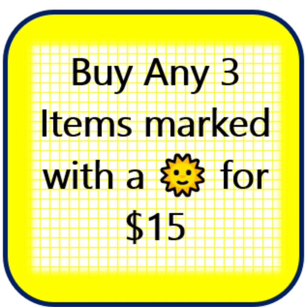 🌞 Buy 3 items marked with 🌞 (normally $8 each)